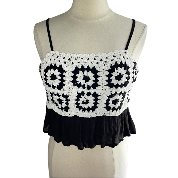 Rebellion Tops - NWT REBELLION Crochet Granny Squares Top, Medium